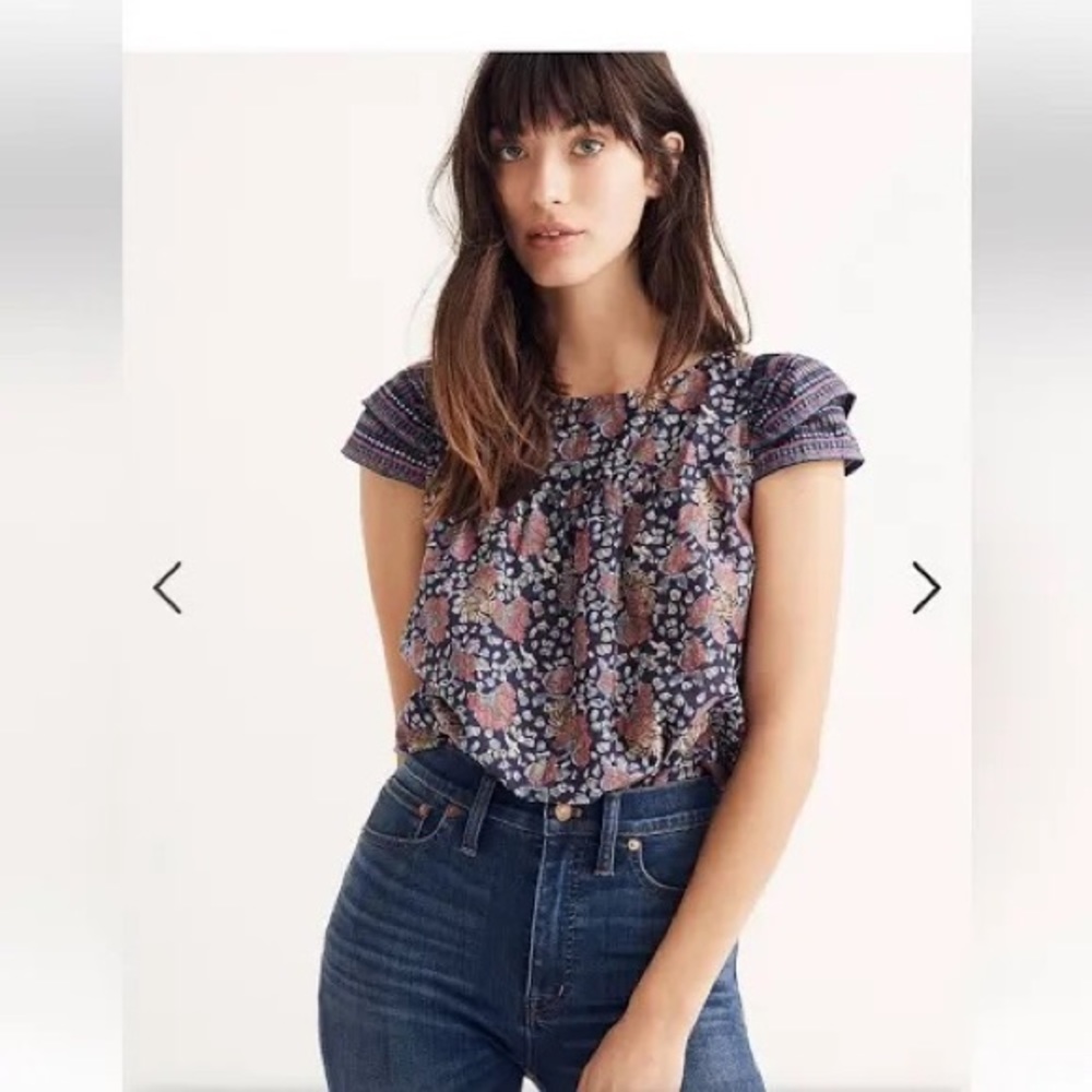 NWT Madewell Story Top in Fan Floral Mix